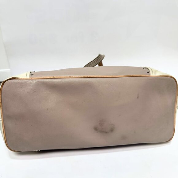 Coach Hampton Two-Tone Beige/White Leather Tote Shoulder Bag — Used, Functional - Picture 4 of 9